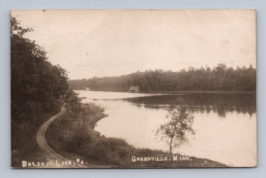 Baldwin Lake GREENVILLE Michigan RPPC Montcalm County Antique Photo