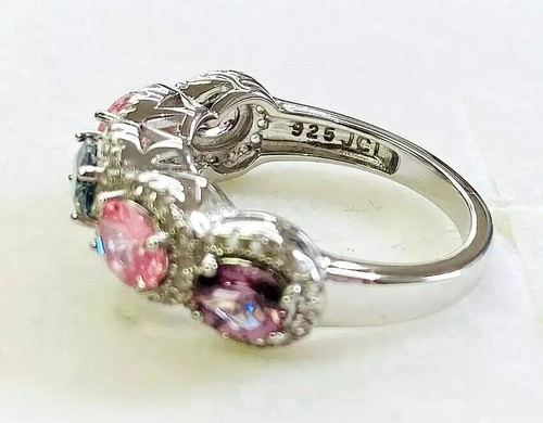 HSN Colleen Lopez Sterling Silver Pink, Purple Spinel & White Topaz Ring Size 6 - Picture 3 of 7