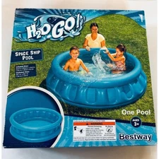 Space Ship Inflatable Blow Up Kids Swimming Pool H2O GO Blue New NIB 135 Gallons