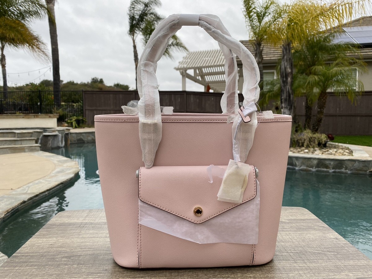 MICHAEL KORS Medium Jet Set Saffiano Leather Snap Pocket Tote Bag