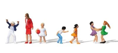 Lehrer (1) & Schulkinder (6) Figuren Set Spur HO/OO Merten 0212590