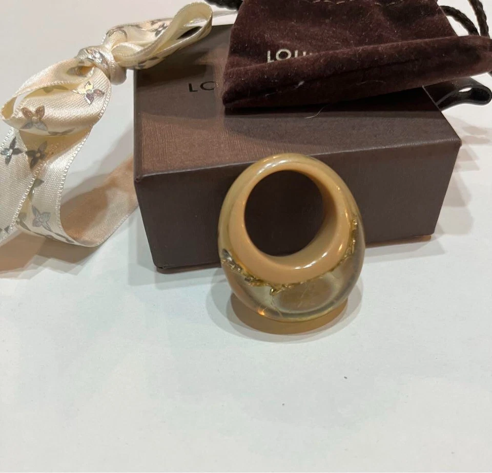 Auténtico Anillo Louis Vuitton Berg Inclusión Beige Oro Monograma EE. UU. Talla 6.5-7 Foto 4 de 4