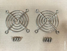 Lot of 2 - DC fan grill silver chrome protection finger guard 60mm +4 screws