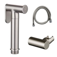 Brushed Nickel Diaper Cloth Bathroom Sprayer Toilet Bidet Brass Wall Holder Set