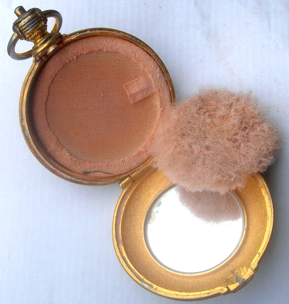 ancien rare poudrier compact forme montre gousset emblème 3 tours couronnées - Photo 3/4