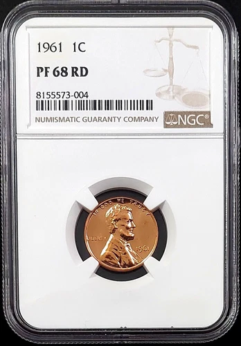 1961 Proof Lincoln Cent certified PF 68 RD by NGC! sku 73004