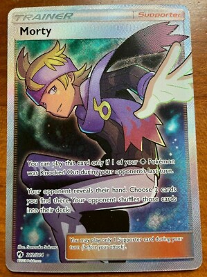 FULL ART Morty ULTRA RARE 212/214 Gym Leader Trainer Supporter Pokemon Holo  - LP
