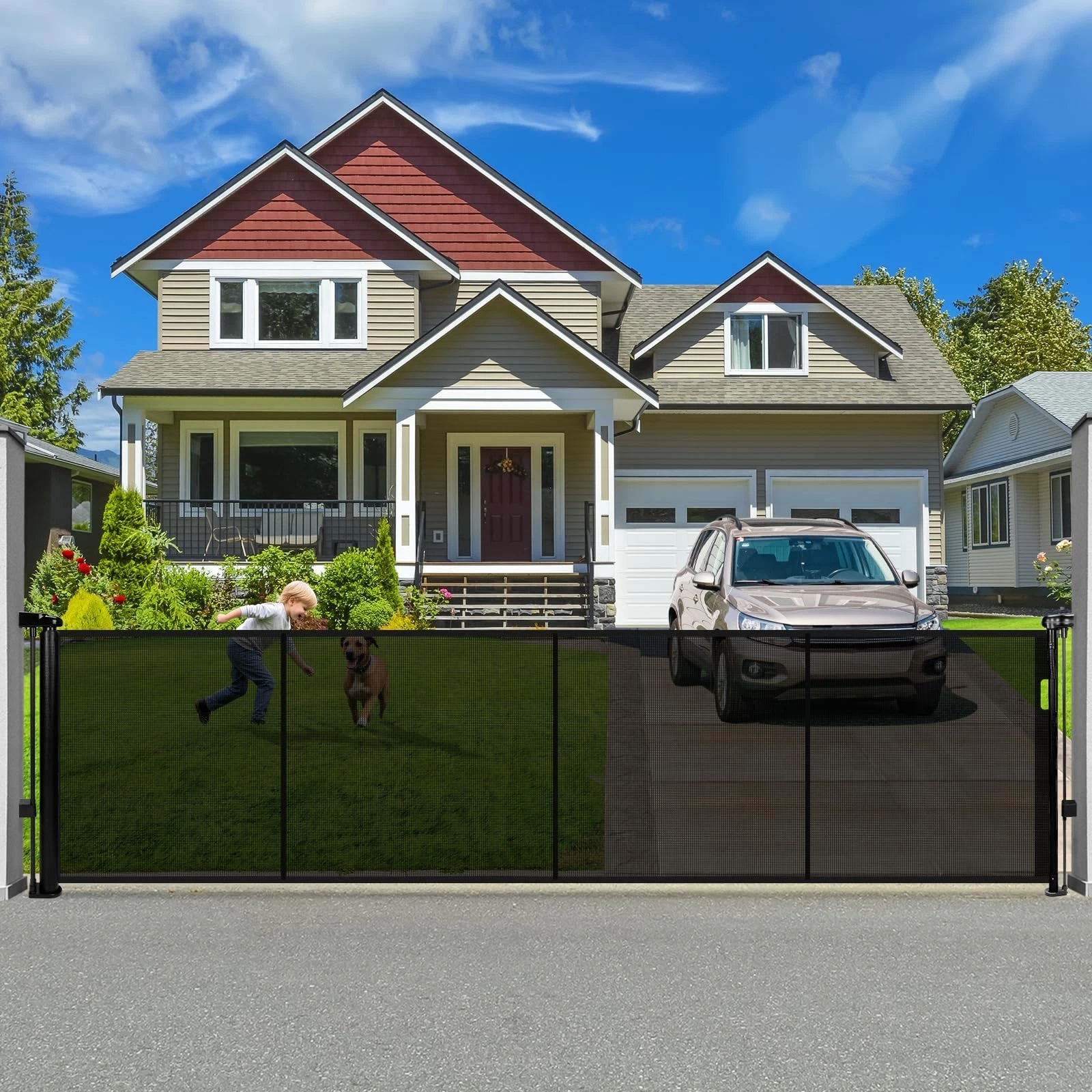 Extra Wide 120" Retractable Baby & Dog Gate for Stairs, Doorways, Outdoors