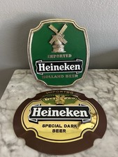 Vintage Heineken "Imported Holland Beer" plastic Signs 