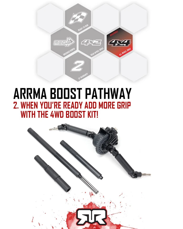 ARRMA ARA210003 4X2 to 4X4 Transmission Conversion Upgrade Set BOOST BOX RC Part - Image 2 of 2