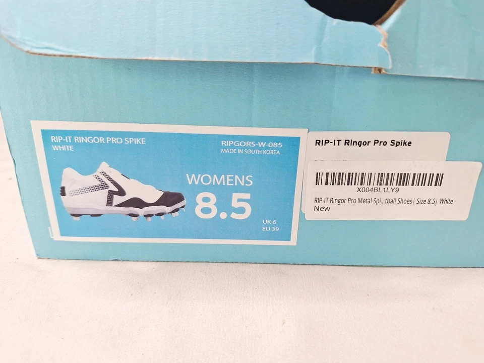 Tênis de softbol Rip It Ringor Pro Spike feminino tamanho 8.5, branco - Imagem 2 de 4