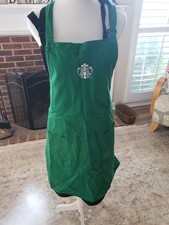 Starbucks Green Bib Apron with White Logo and 2 Front Pockets, Bib Style