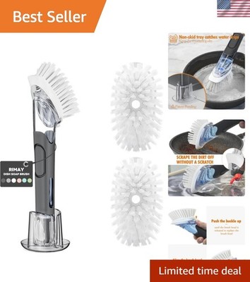 Soap Dispensing Replacement Dish Brush Storage Set with 2 PCS Brush Refills &...