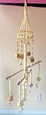Vintage Macrame Baby Mobile Baby Decor W/Vintage Wood Disney Blocks  Beads 40  