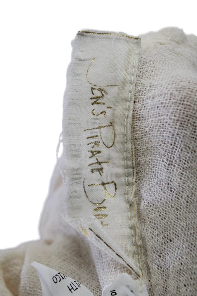 Jens Pirate Booty Mujer Sin Mangas Corbata Frontal Tejido Abierto Envolvente Top Blanco Pequeño Foto 4 de 4