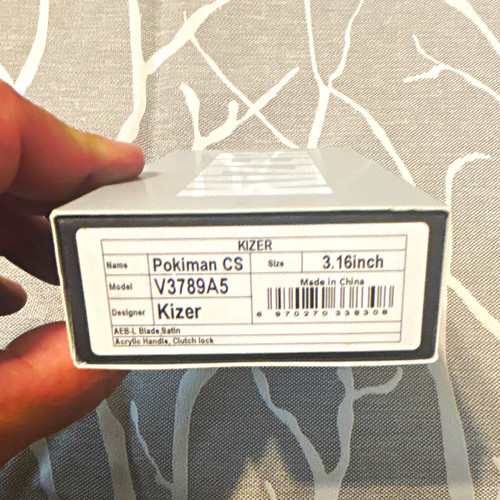 Kizer Pokiman CS V3789A5 AEB-L Drop Point Plain, Clear Acrylic Clutch Lock