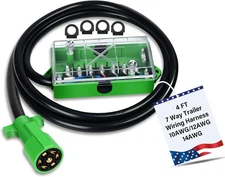 4 FT 7 Pin Trailer Wiring Harness with 7 Gang 7 4 Feet-With Junction Box