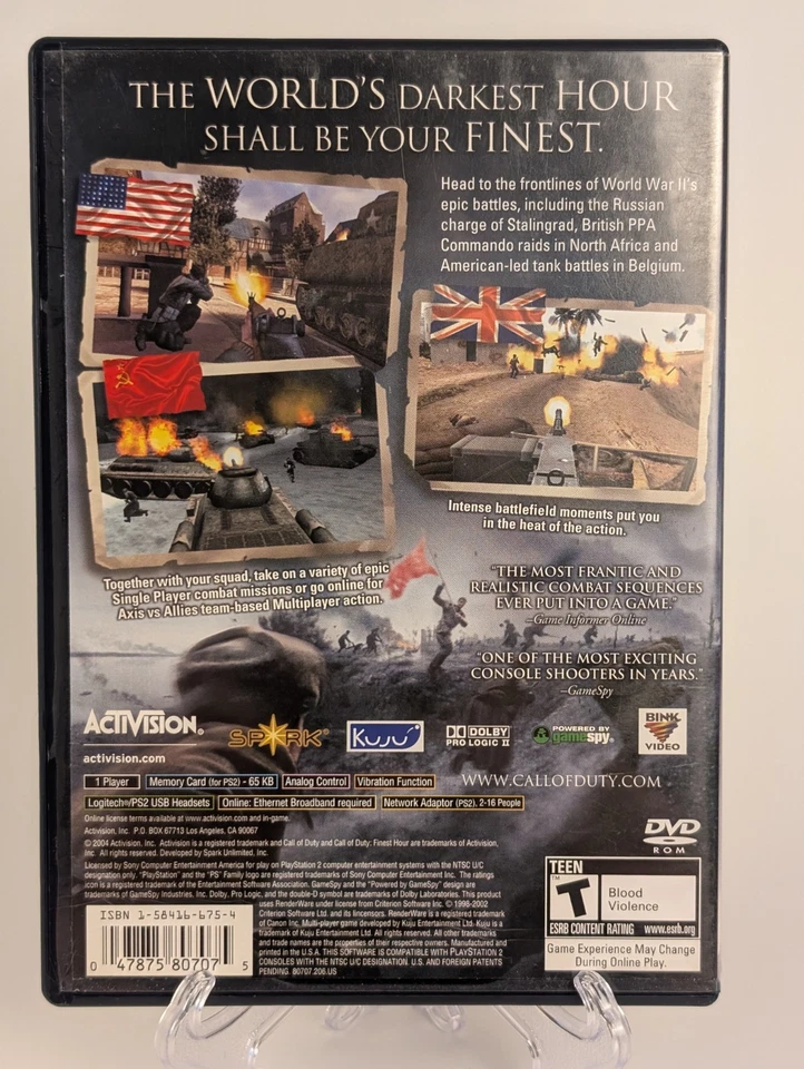 Call of Duty: Finest Hour (PlayStation 2) PS2➡️CIB  - Tested - Near Mint 📀! - Image 2 of 4