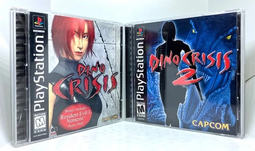 Dino Crisis 1 & 2 PS1 Lot CIB w/ Resident Evil Demo PS1 - Reg. Cards - TESTED