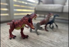 Mattel Jurassic World Dinosaur Action Figures Set - T. Rex, Triceratops, Veloci…