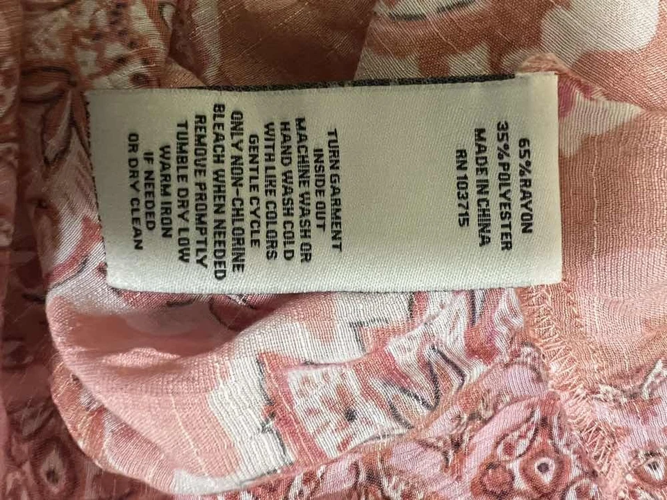 Blusa túnica Nanette Lepore Boho estampado cachemir top cuello lazado naranja rosa XL Foto 4 de 4