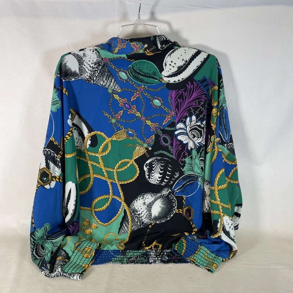 Vintage Your Way 80's Padded Blouse Women Blue 80s 90s Long Sleeve - Image 2 of 4