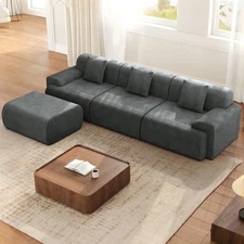118" Modern L Shaped Modular Sectional Sofa, Boneless Cloud Couch with Ottoman