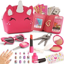Pretend Play Makeup for Toddlers 3-5, Kids Purses for Little Girls Age 4-6, T...