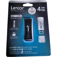 Lexar JumpDrive Secure II Plus 4GB USB Flash Drive Capacity Meter NEW Sealed NOS
