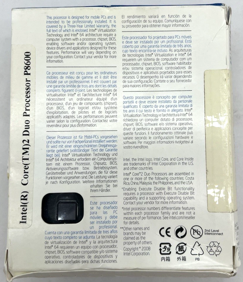 Intel Core 2 Duo P8600 CPU Processor 2.4GHz SLB3S - Image 3 of 3