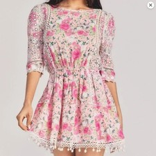 LoveShackFancy Novalie Dress Magenta Flower Fields Size S