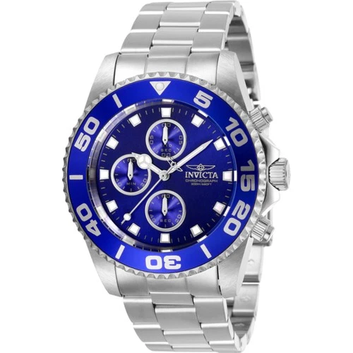 Invicta Men's Watch Pro Diver Chronograph Blue Dial Silver Steel Bracelet 28690 - Picture 1 of 2