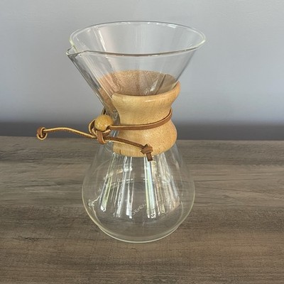CHEMEX Classic 9'' Glass Pour Over COFFEE MAKER with Wood Leather Collar Vintage