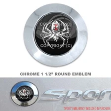 Chrome 1 1/2" Round Adhesive Emblem - Car Truck SUV Motorcycle - SILVER SPIDER