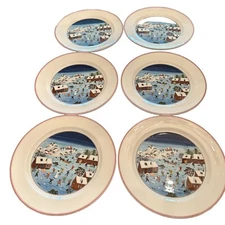 6 PCs Villeroy & Boch NAIF CHRISTMAS 10.5" Dinner Plates Snowman