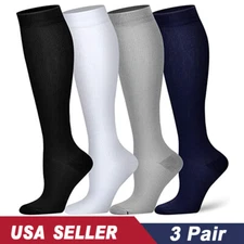 3 Pairs Copper Compression Socks 15-20mmHg Moisture Wicking Support Stockings