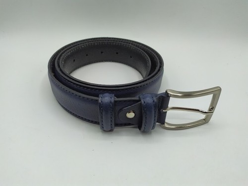 Cintura Uomo Blu da 3,5 cm. in Vera Pelle Made in Italy - Imagen 6 de 11