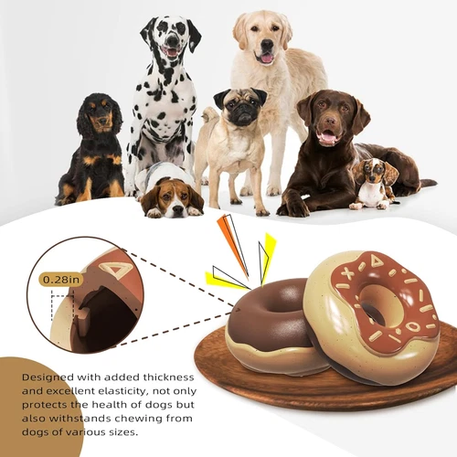 NEU Hunde Kau Donut Spielzeug für aggressive Kauartikel, unverwüstlich robust quietschend - Bild 9 von 15