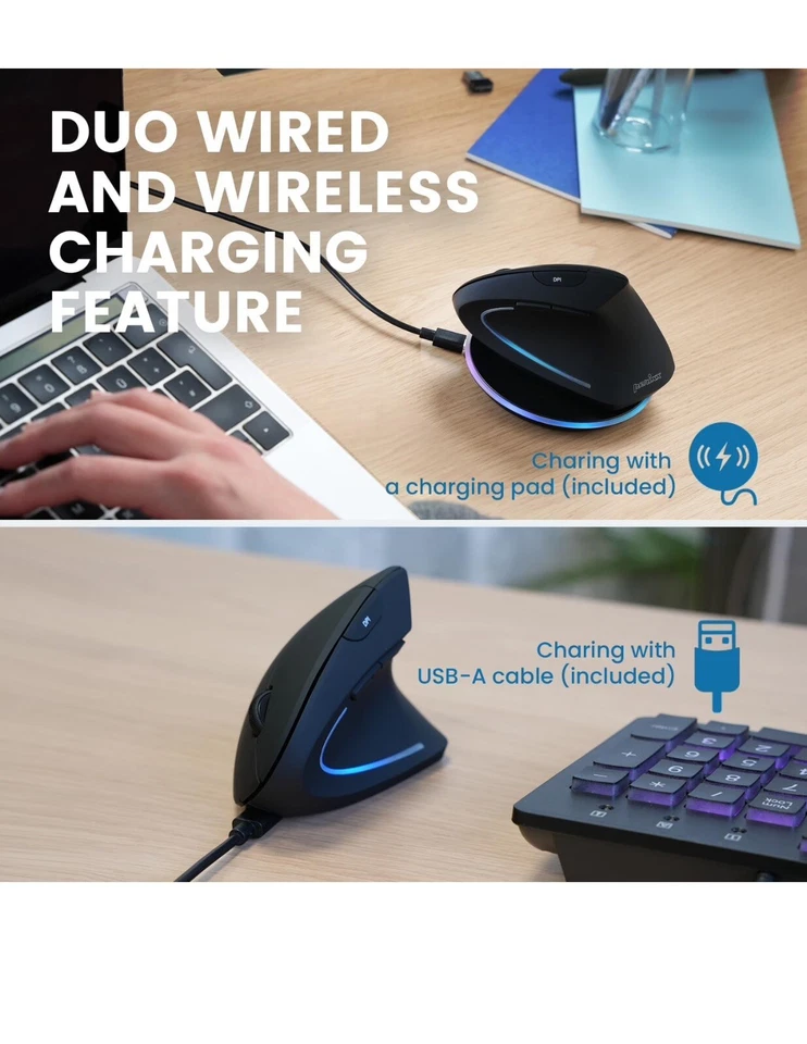 perixx PERIMICE-713RX Wireless Rechargeable Vertical Mouse P2 - Image 4 of 4