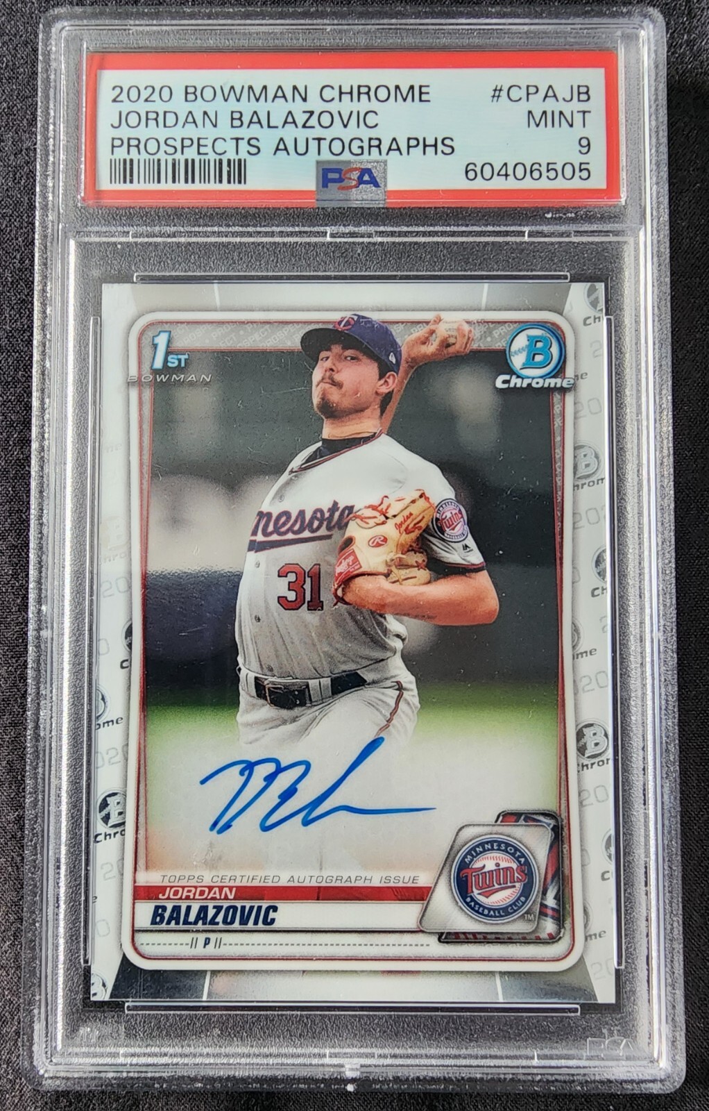 2020 BOWMAN CHROME JORDAN BALAZOVIC TIGERS PSA 9 MINT AUTO ROOKIE RC