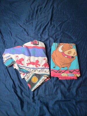 Disney Vintage The Lion King Twin 2-piece Flat & Fitted Sheets Simba Pumba Nala 