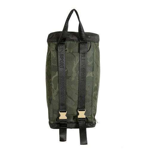 Plein Sport Men's Military Green Logo Print Large Travel Gym Duffle Backpack Bag - Picture 11 of 12