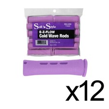 BEAUTY SALON EZ COLD WAVE HAIR PERM RODS - 1 DOZEN LILAC SHORT 12 PACK