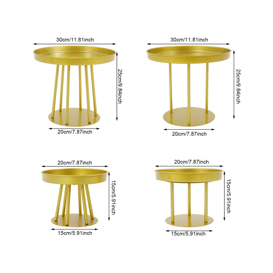Soporte de flores de metal dorado de dos tamaños 4 piezas para mesa de boda centros de mesa decoración Foto 4 de 4