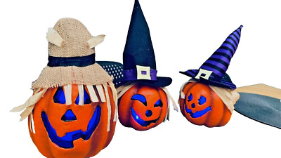 Halloween Kürbis Trio Prextex Light Up - Batteriebetriebene Jack O Laterne