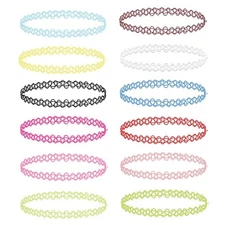 BodyJ4You 12PC Choker Necklace Set Henna Tattoo Stretch Elastic Jewelry Girls
