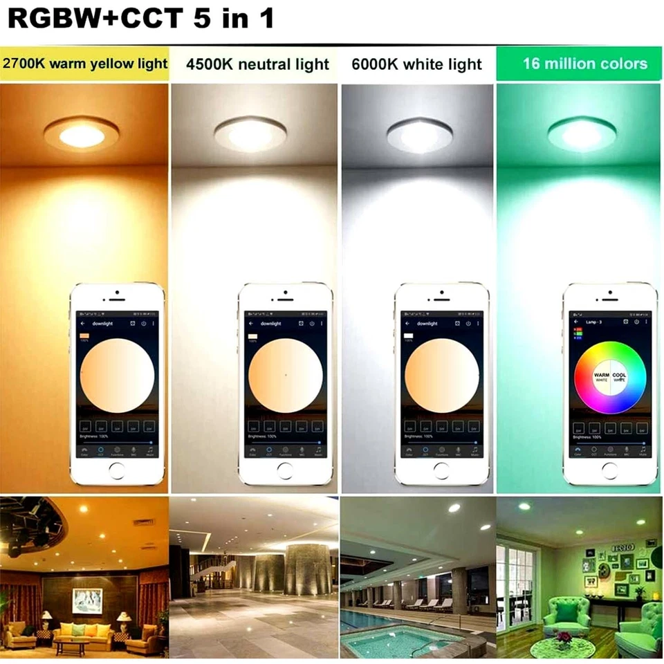 5W 9W LED Einbaustrahler Bluetooth RGB+WW+CW Einbauleuchte Decken Sports Dimmbar - Bild 3 von 4