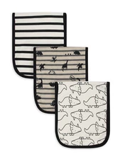 Gerber Baby Boys 3 Pack Terry Lined Organic Burp Cloths NEW Dinos,Stripes