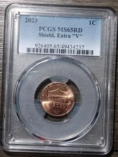 2023 Lincoln Cent Extra V PCGS MS65 RD Rare Error Variety