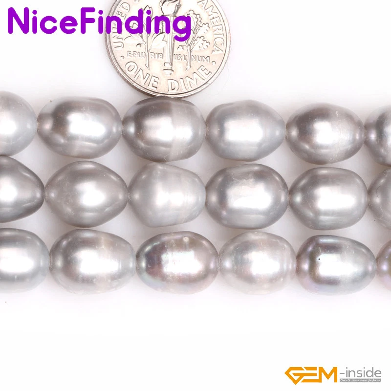 Cuentas sueltas de perlas cultivadas de agua dulce de oliva de 9-12 mm para hacer joyas de 15" hágalo usted mismo Foto 2 de 4